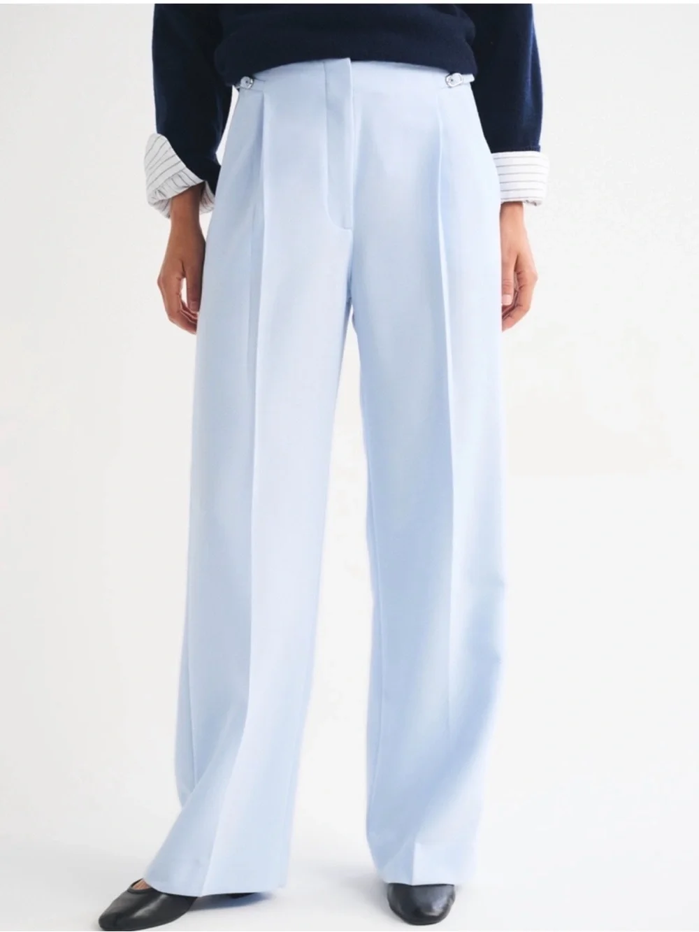 Abercrombie & Fitch Light Blue High-Rise Wide-Leg Trousers